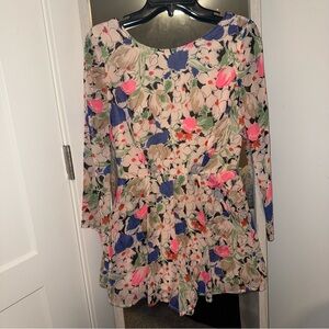 Lush Multicolor Floral Long Sleeve Romper